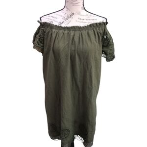 LOGO by Lori Goldstein Olive Green Blouse